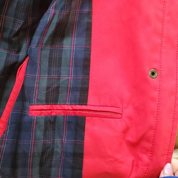 Talbots Red Barn Chore Cape Jacket Black Corduroy Collar‎ Petite Large Plaid - Picture 11 of 12